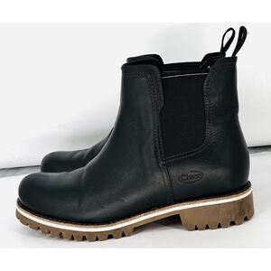 Chaco Fields Sz 8 Chelsea Wmns Pull On Slip On Waterproof Boots Black Leather